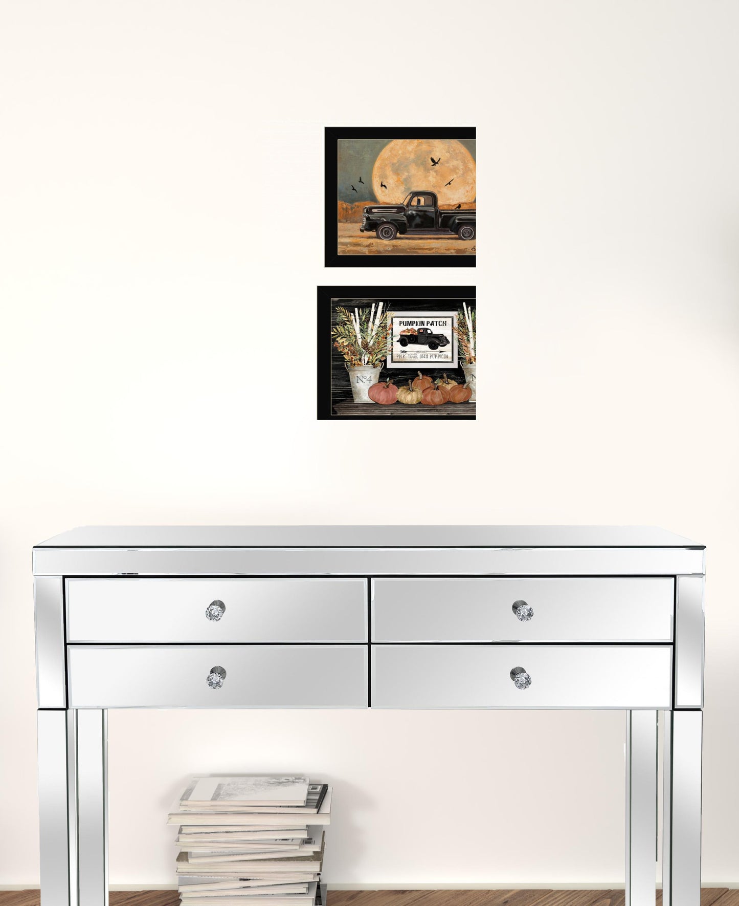 Set Of Two Harvest Moon 3 Black Framed Print Kitchen Wall Art