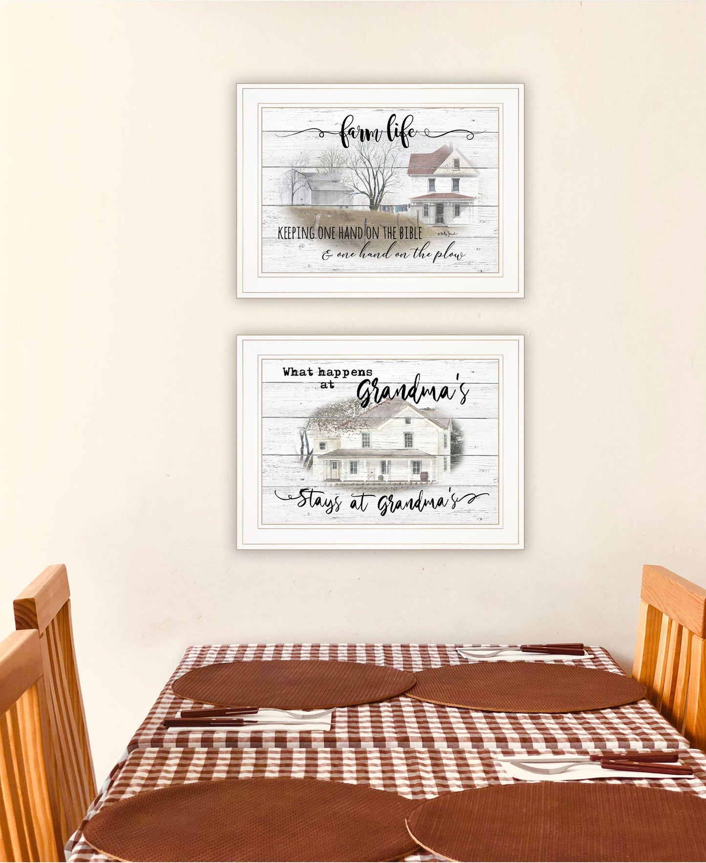 Set Of Two Stays at Grandmas 1 White Framed Print Wall Art