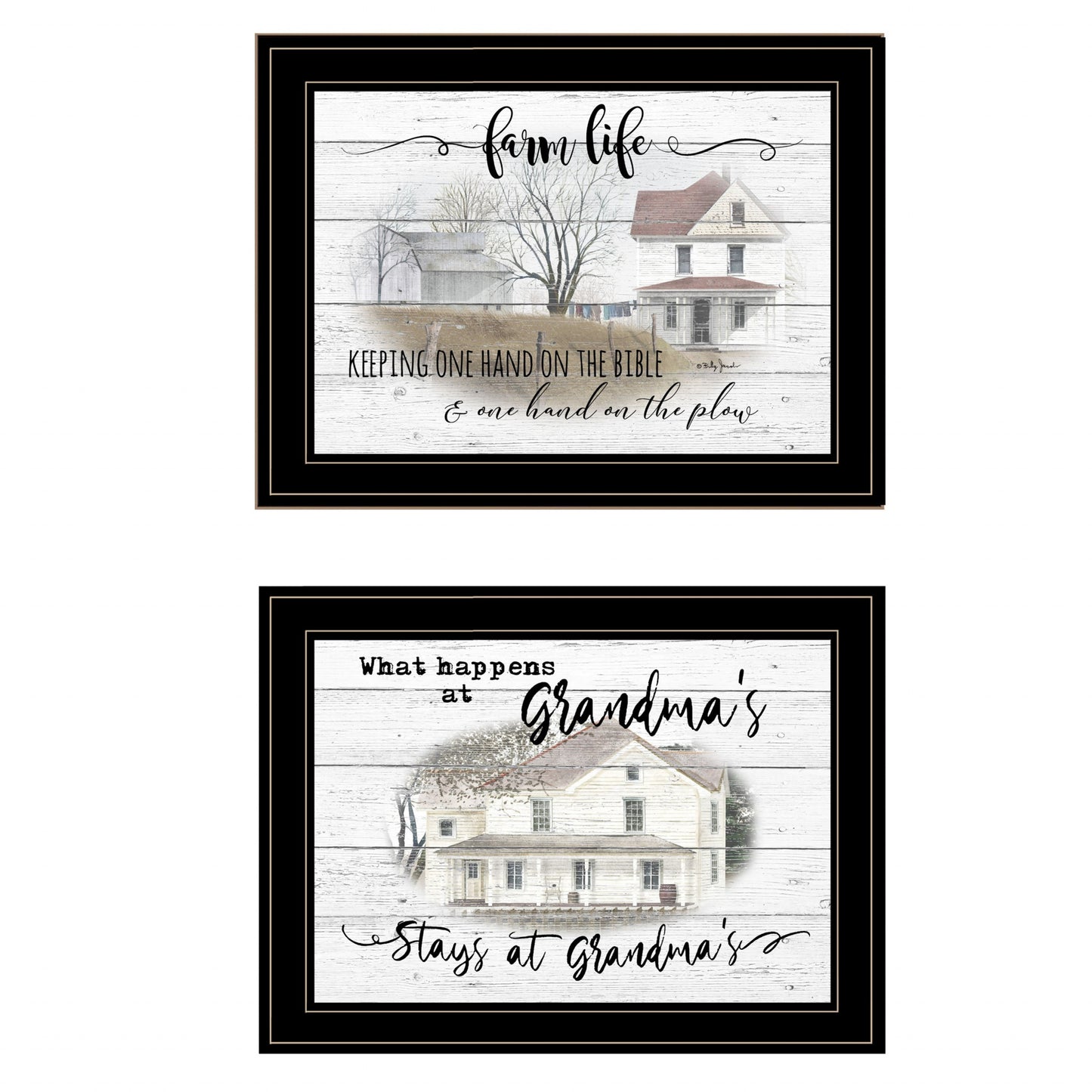 Set Of Two Stays at Grandmas 2 Black Framed Print Wall Art