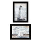 Set Of Two Lighthouse Sailboat Black Framed Print Wall Art