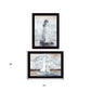 Set Of Two Lighthouse Sailboat Black Single Rim Framed Print Wall Art