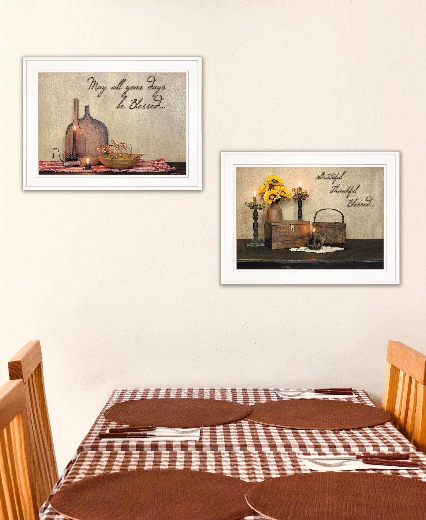 Set Of Two Twice Blessed White Framed Print Wall Art