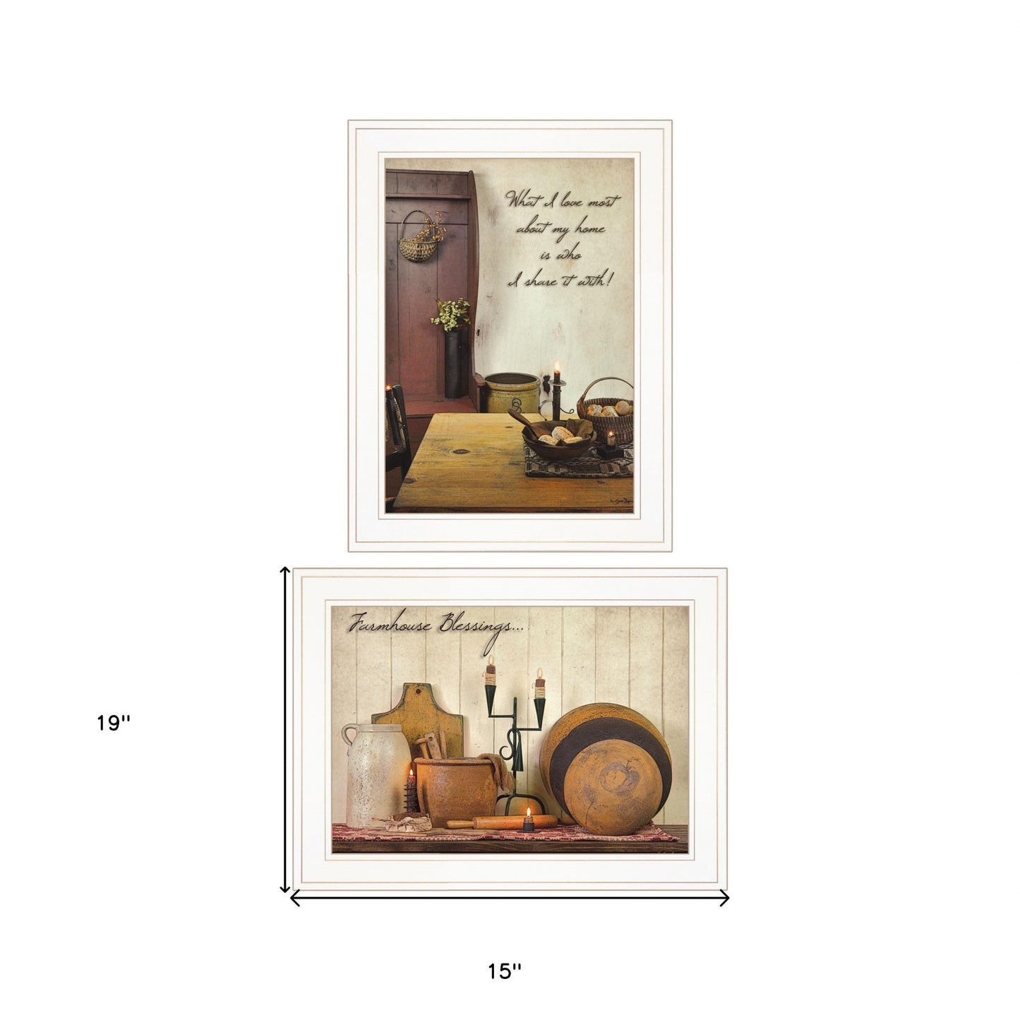 Set Of Two What I Love Most 1 White Framed Print Kitchen Wall Art