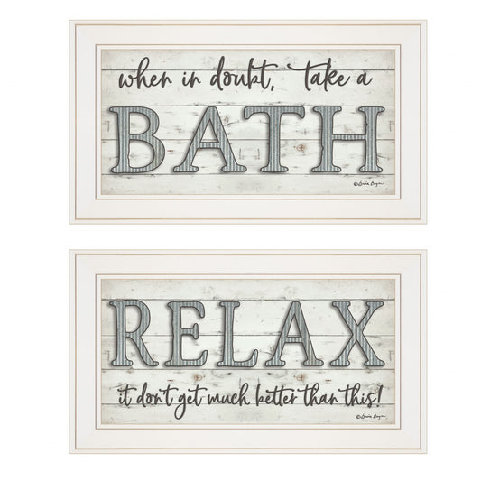 Set Of Two When in Doubt Take A Bath Relax Framed Print Bathroom Wall Art