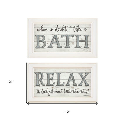 Set Of Two When in Doubt Take A Bath Relax Framed Print Bathroom Wall Art