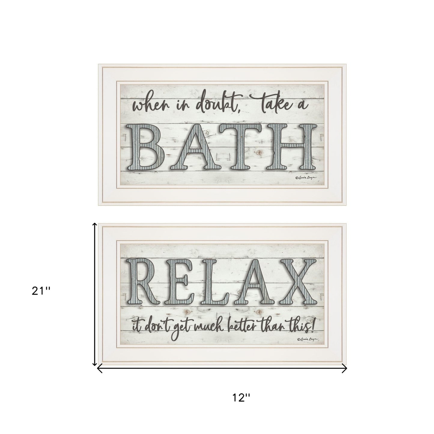 Set Of Two When in Doubt Take A Bath Relax Framed Print Bathroom Wall Art