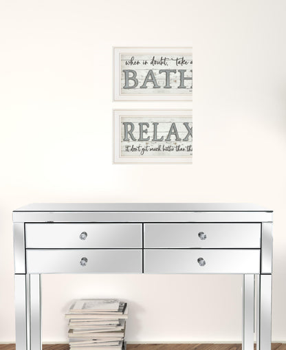 Set Of Two Bath Relax 1 White Framed Print Bathroom Wall Art