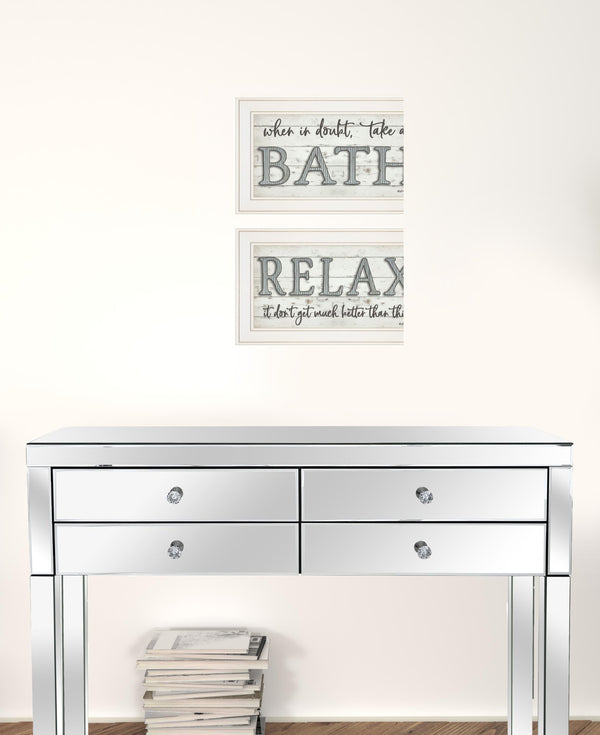 Set Of Two Bath Relax 1 White Framed Print Bathroom Wall Art