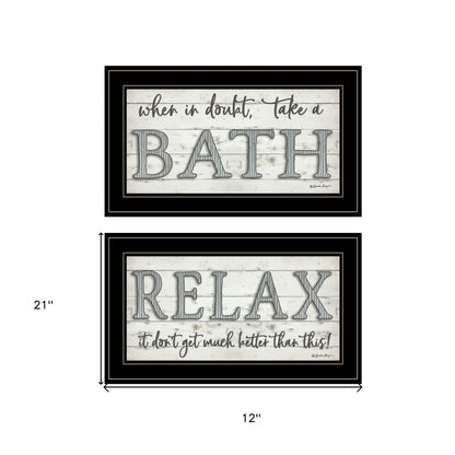 Set Of Two Bath Relax 2 Black Framed Print Bathroom Wall Art