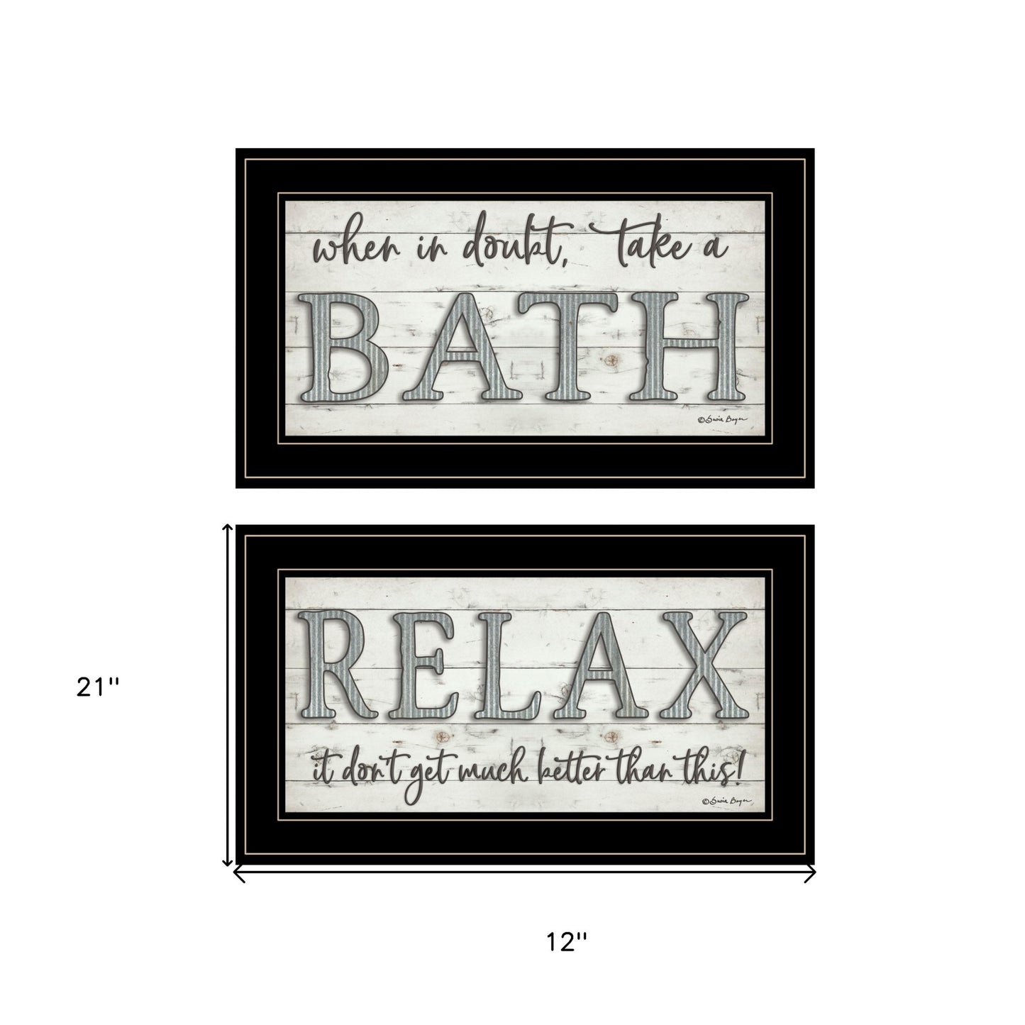 Set Of Two Bath Relax 2 Black Framed Print Bathroom Wall Art