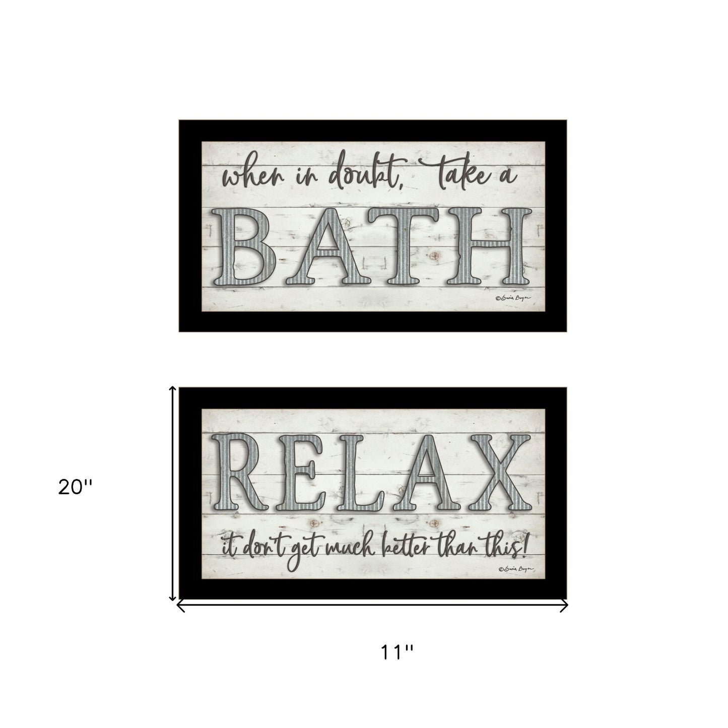 Set Of Two Bath Relax 3 Black Framed Print Bathroom Wall Art