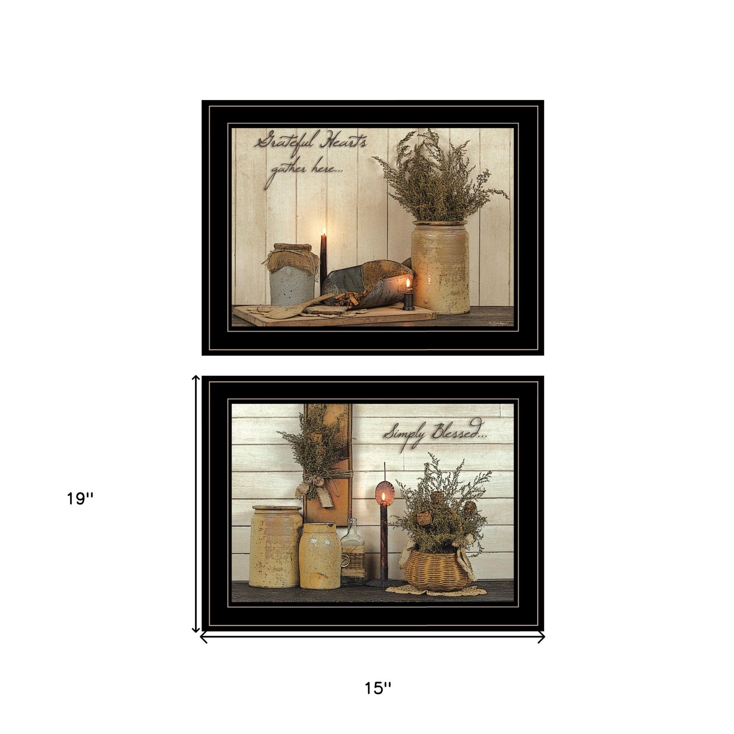 Set Of Two Blessed Gathering 2 Black Framed Print Kitchen Wall Art