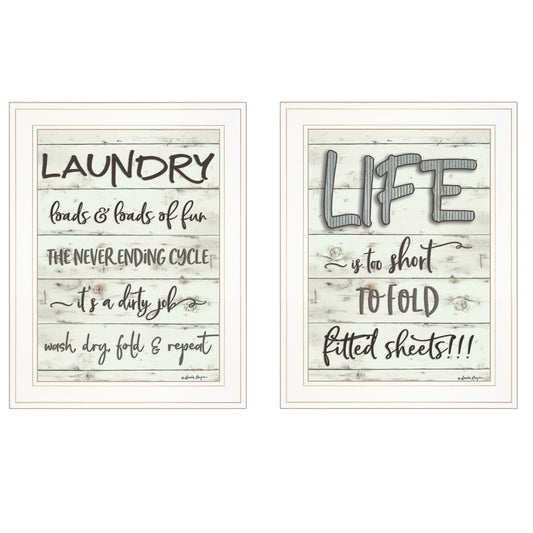 Set Of Two Loads Of Fun 1 White Framed Print Bathroom Wall Art