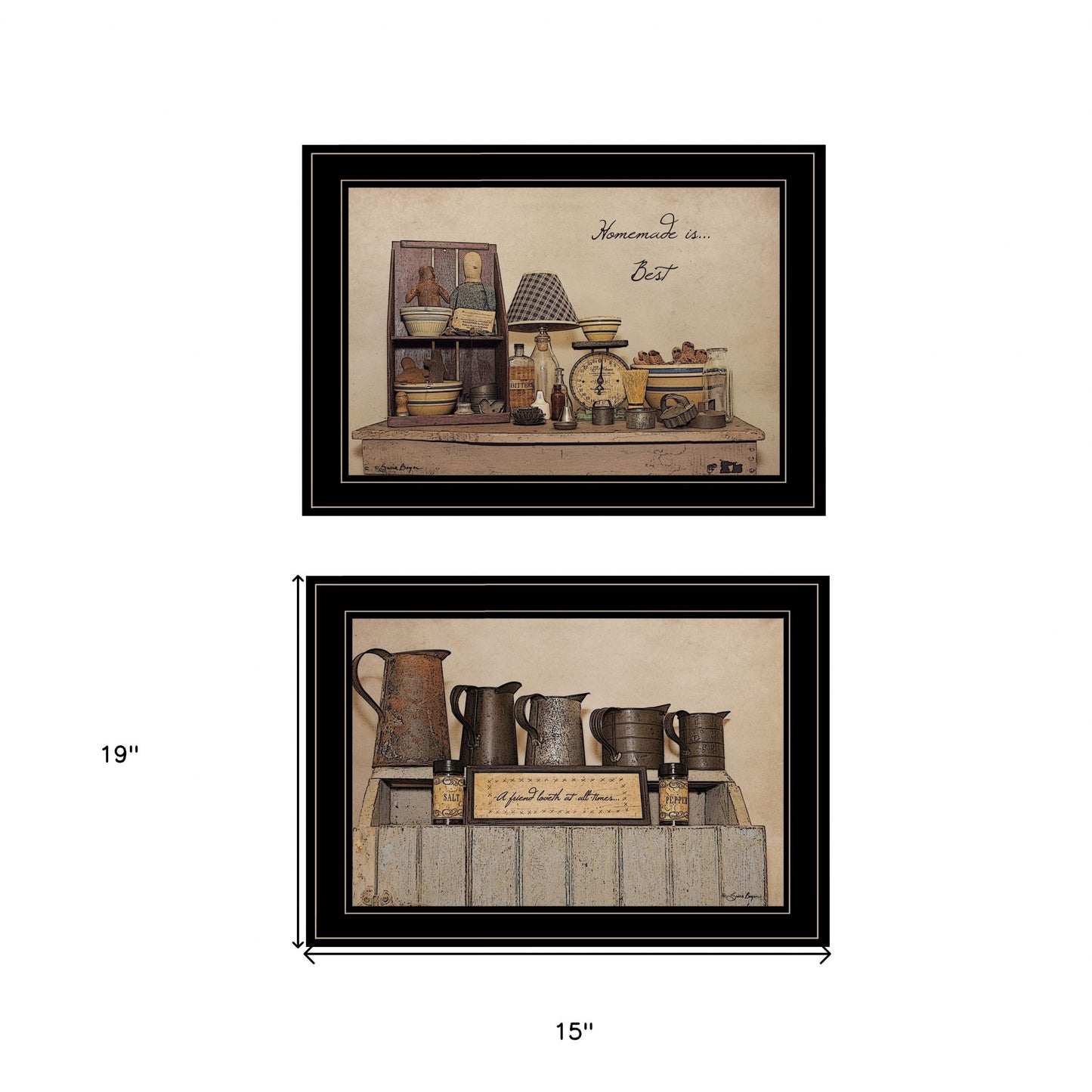 Set Of Two Homemade is Best 2 Black Framed Print Kitchen Wall Art