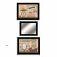 Set Of Three Wash Room Black Frame Bathroom Wall Art with Hooks