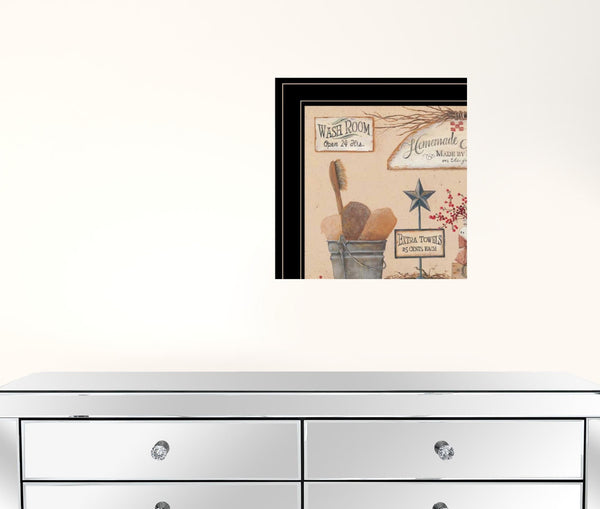 Set Of Two Wash Room 2 Black Framed Print Bathroom Wall Art