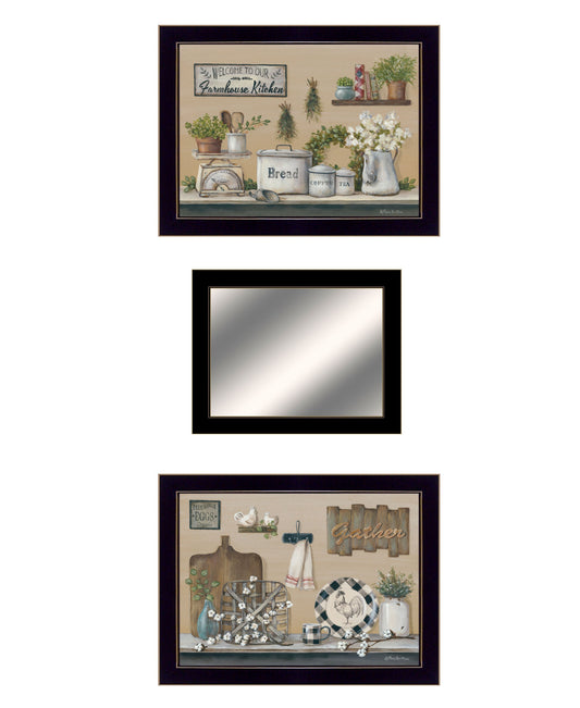 Set Of Three Farmhouse Kitchen 3 Black Framed Print Kitchen Wall Art