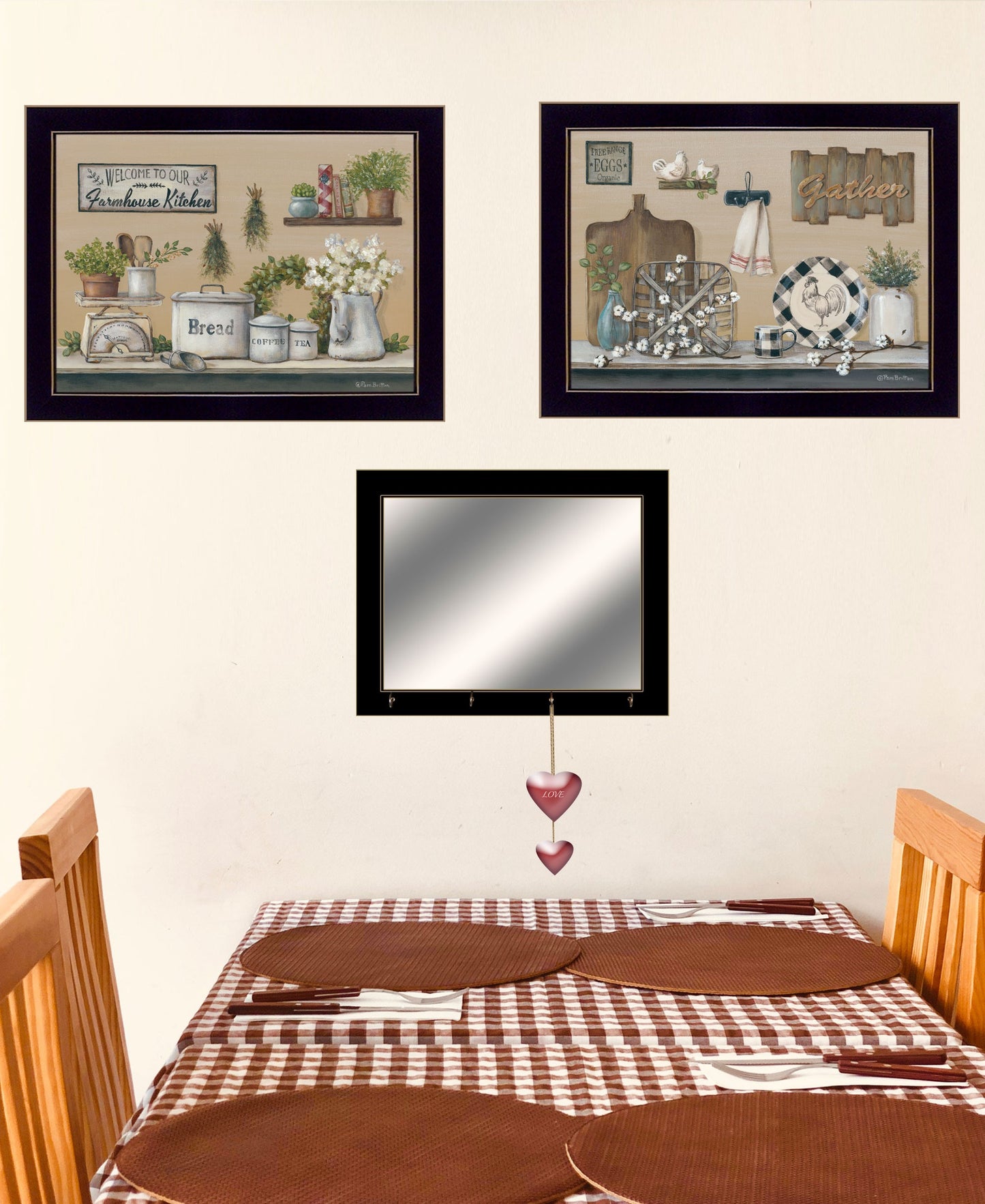 Set Of Three Farmhouse Kitchen 6 Black Framed Print Kitchen Wall Art