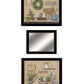 Set Of Three Bath Time 3 Black Framed Print Bath Wall Art with Mirror