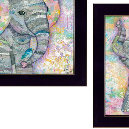 Set Of Two Elephant I and II 3 Black Framed Print Wall Art