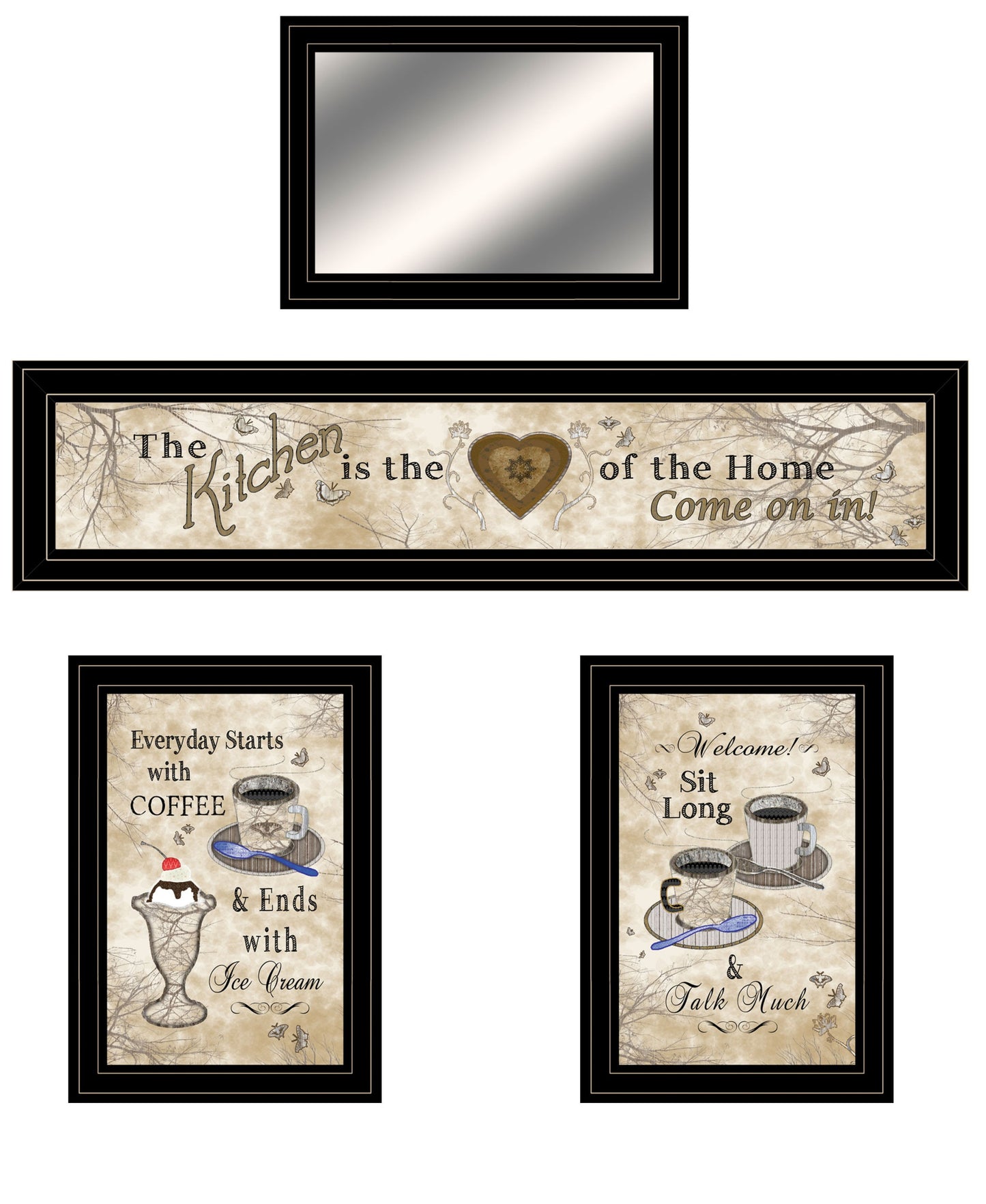 Set Of Four Love of Nature Kitchen 7 Black Framed Print Kitchen Wall Art