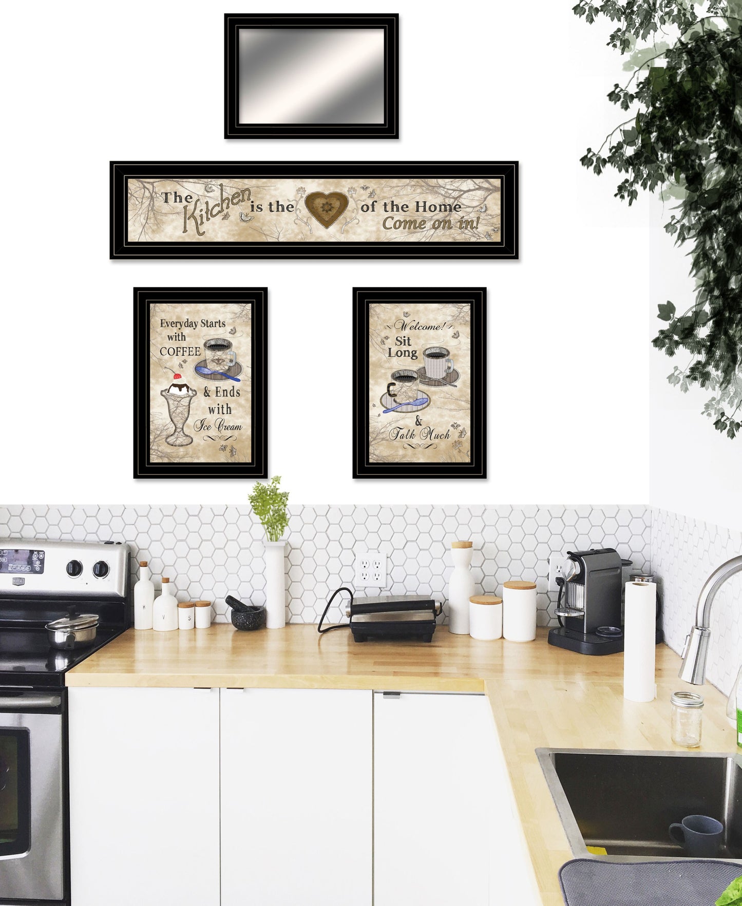 Set Of Four Love of Nature Kitchen 7 Black Framed Print Kitchen Wall Art