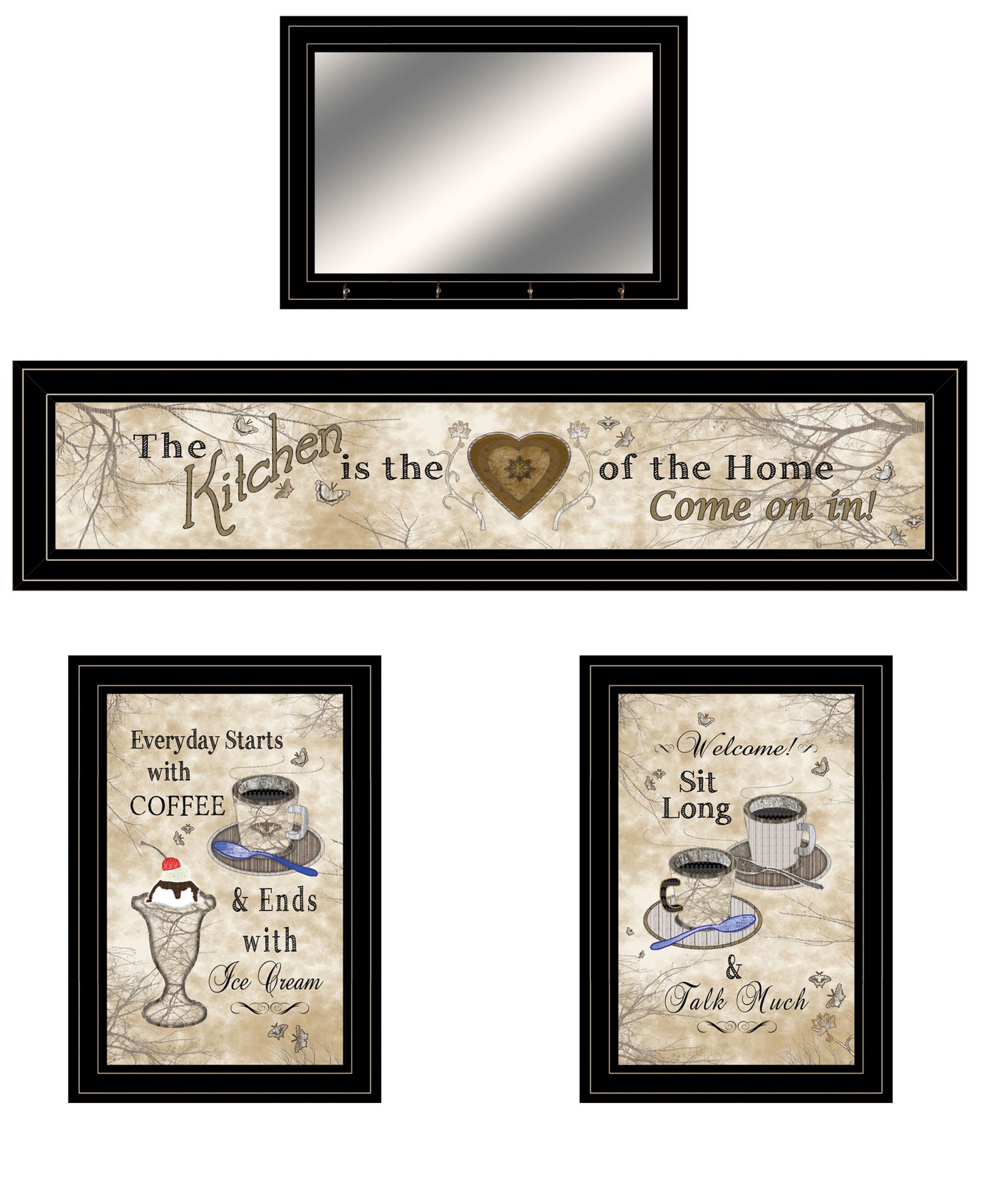 Set Of Four Love of Nature Kitchen 8 Black Framed Print Kitchen Wall Art