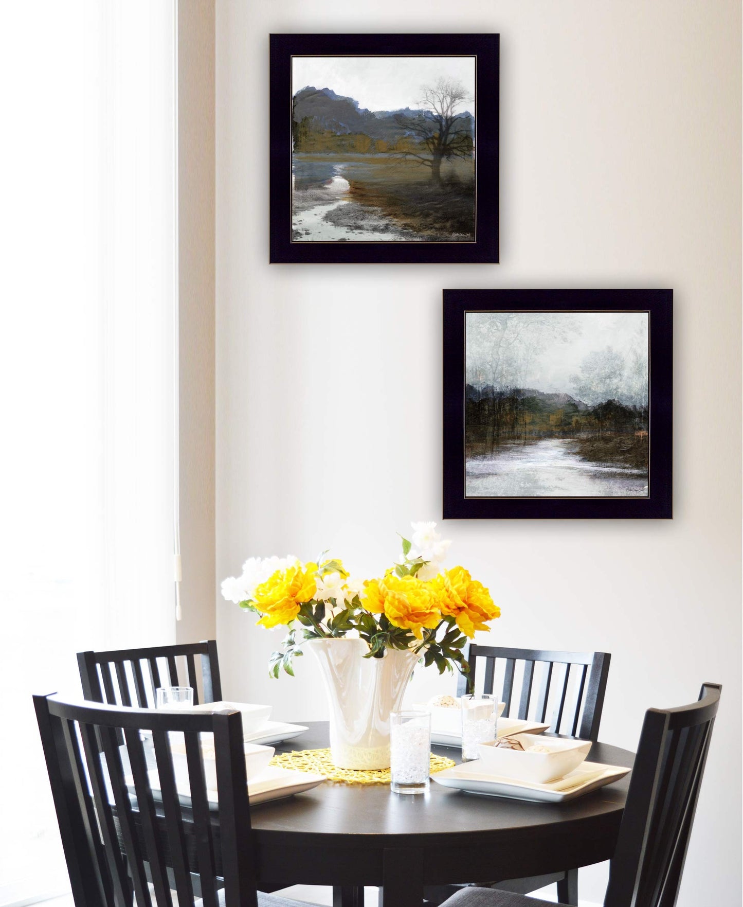 Set Of Two Winter Landscape 3 Black Framed Print Wall Art