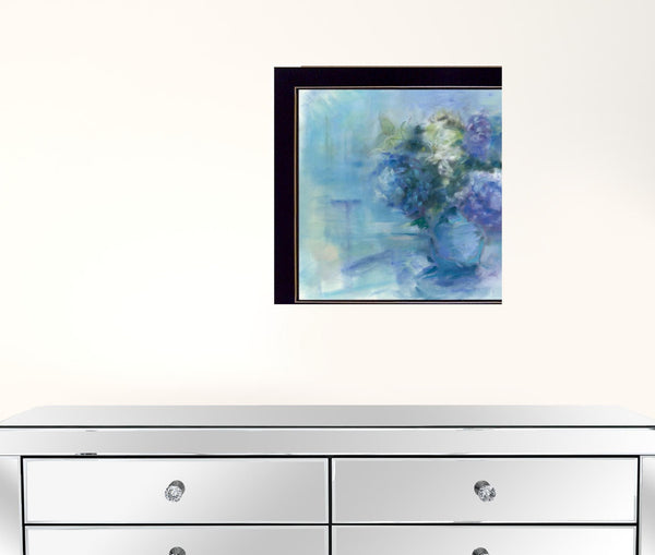 Set Of Two Susies Blue Bouquet 3 Black Framed Print Wall Art