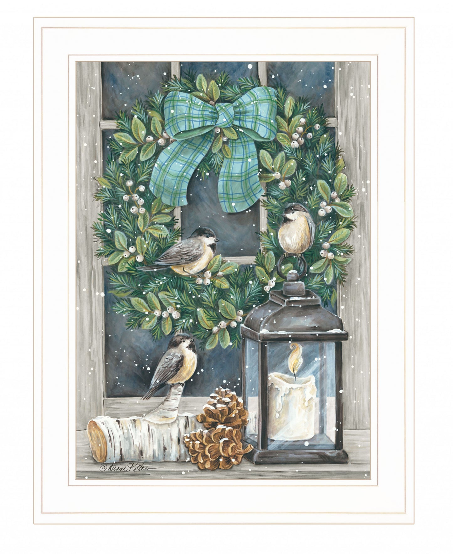 Winter Wreath 1 White Framed Print Wall Art