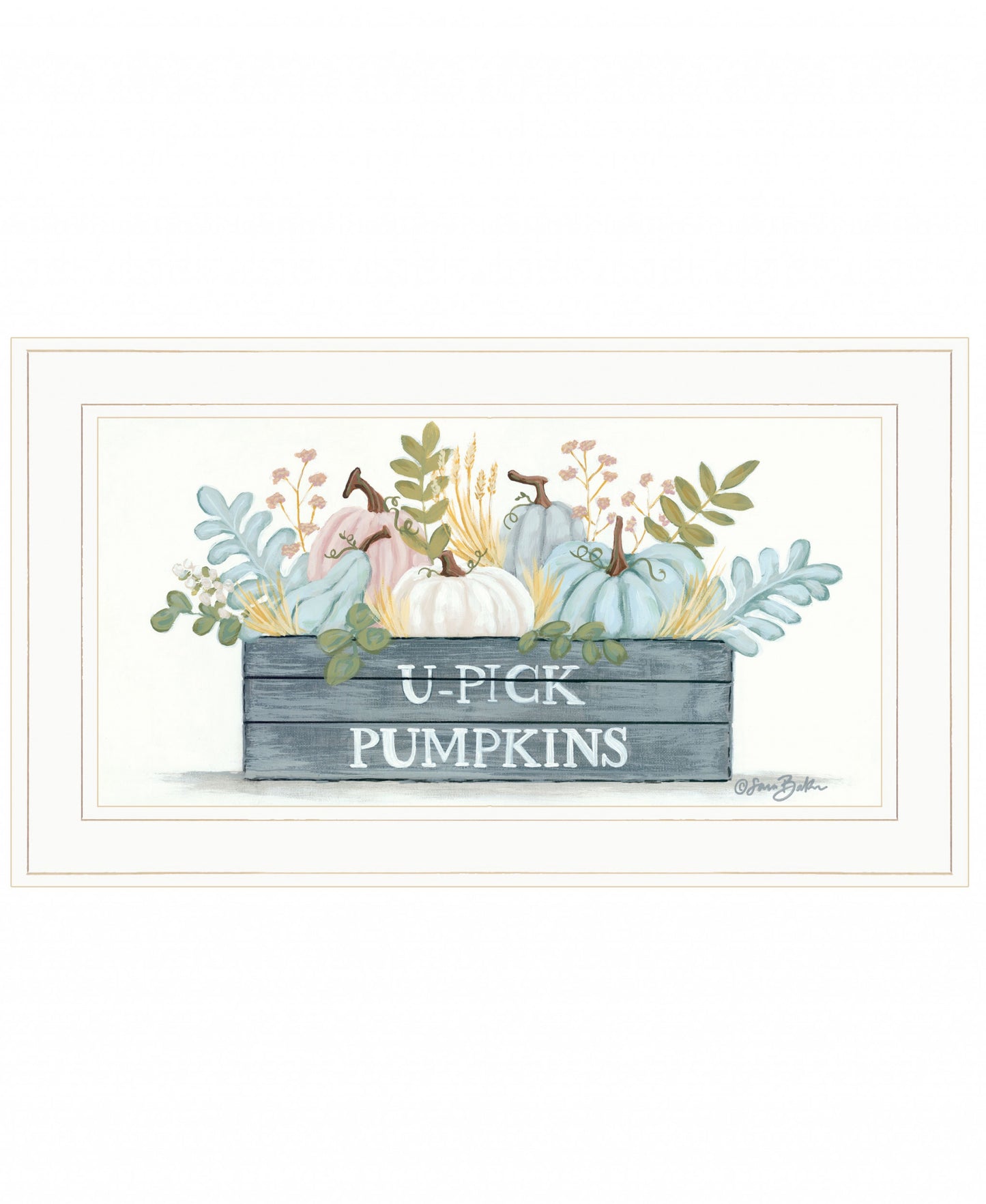 U Pick Pumpkins White Framed Print Wall Art