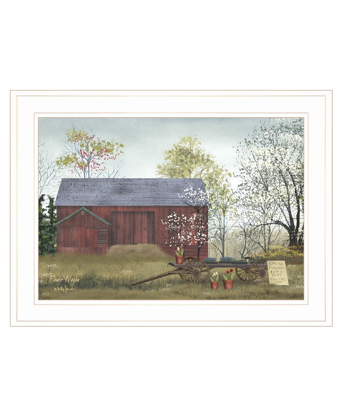 Flower Wagon 2 White Framed Print Wall Art