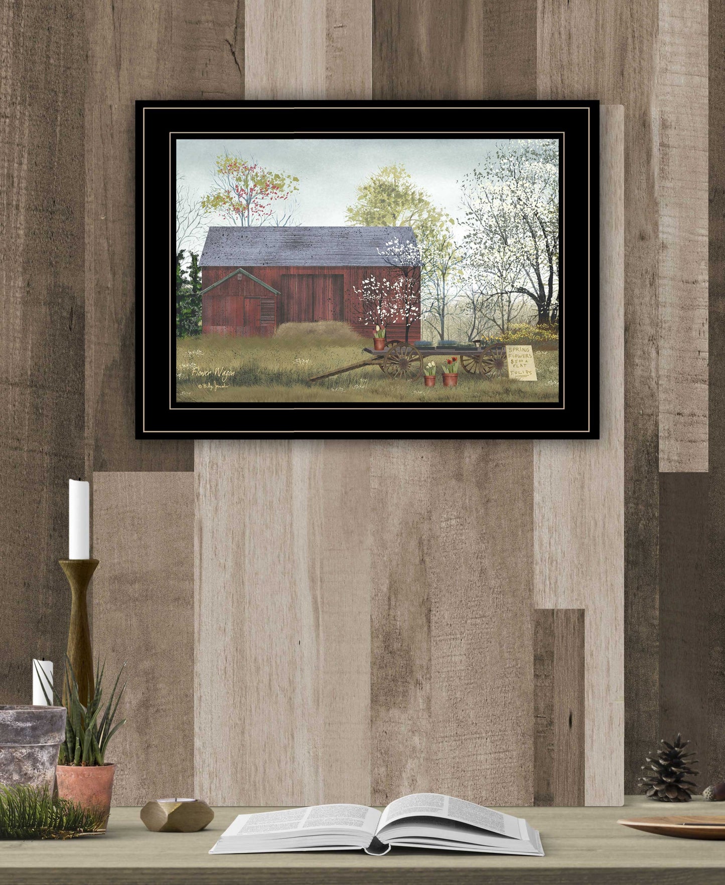 Flower Wagon 4 Black Framed Print Wall Art