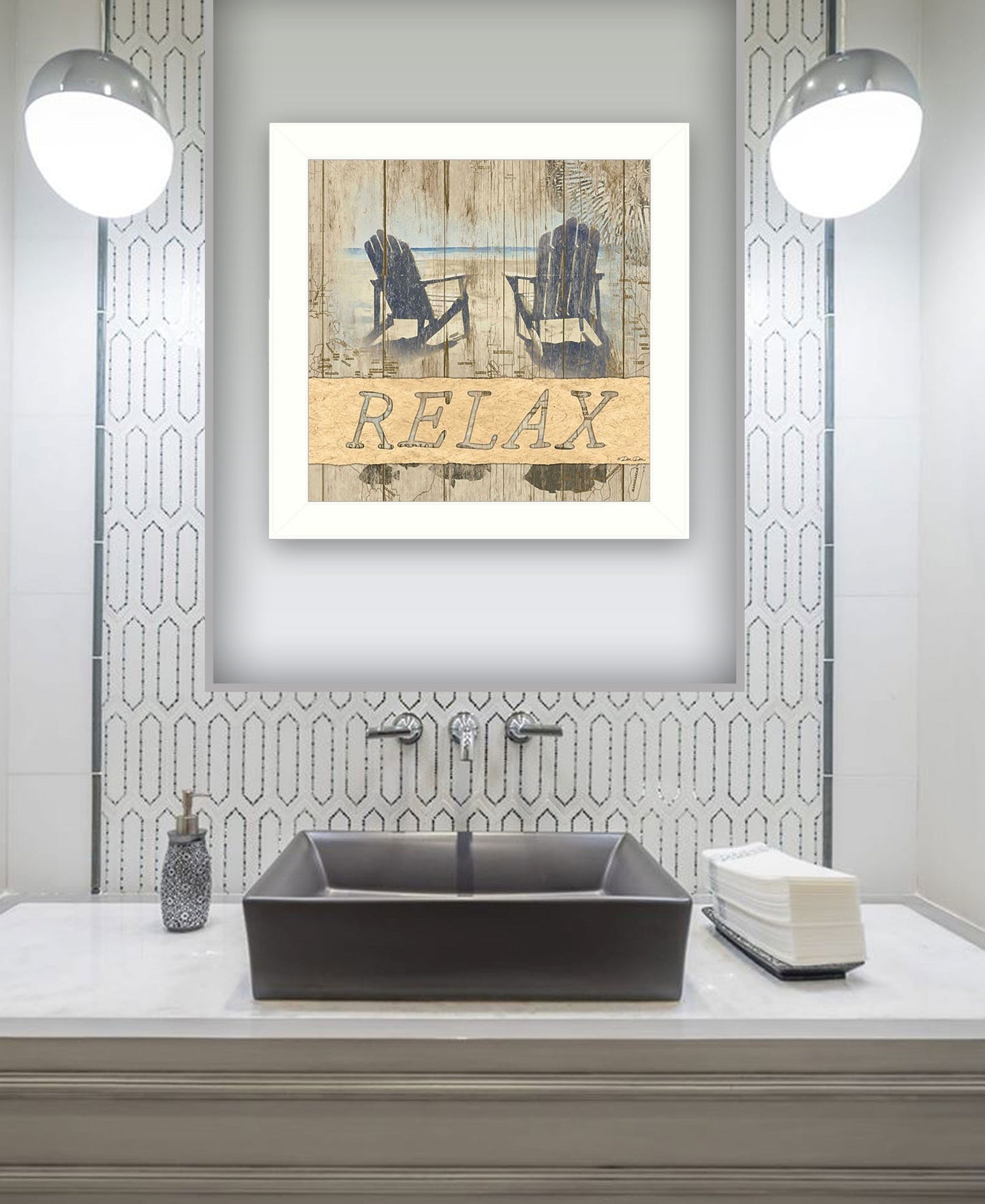 RELAX 1 White Framed Print Wall Art