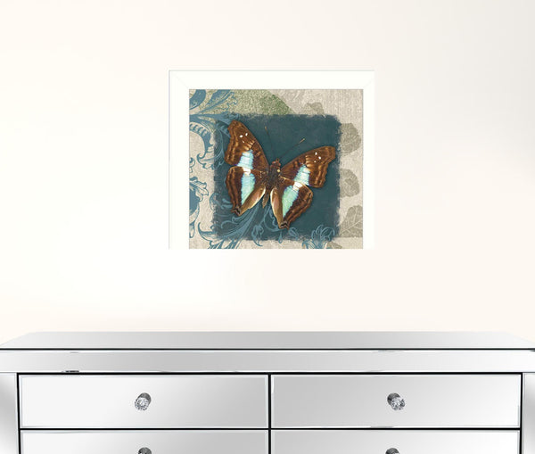 Swirl Butterfly White Framed Print Wall Art