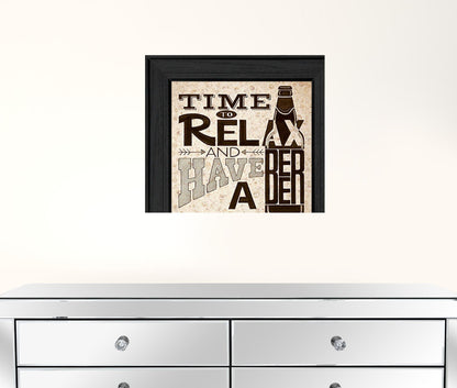 BeerTime to Relax Black Framed Print Wall Art