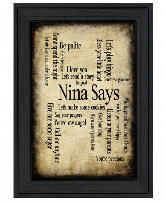 Nina Says 3 Black Framed Print Wall Art