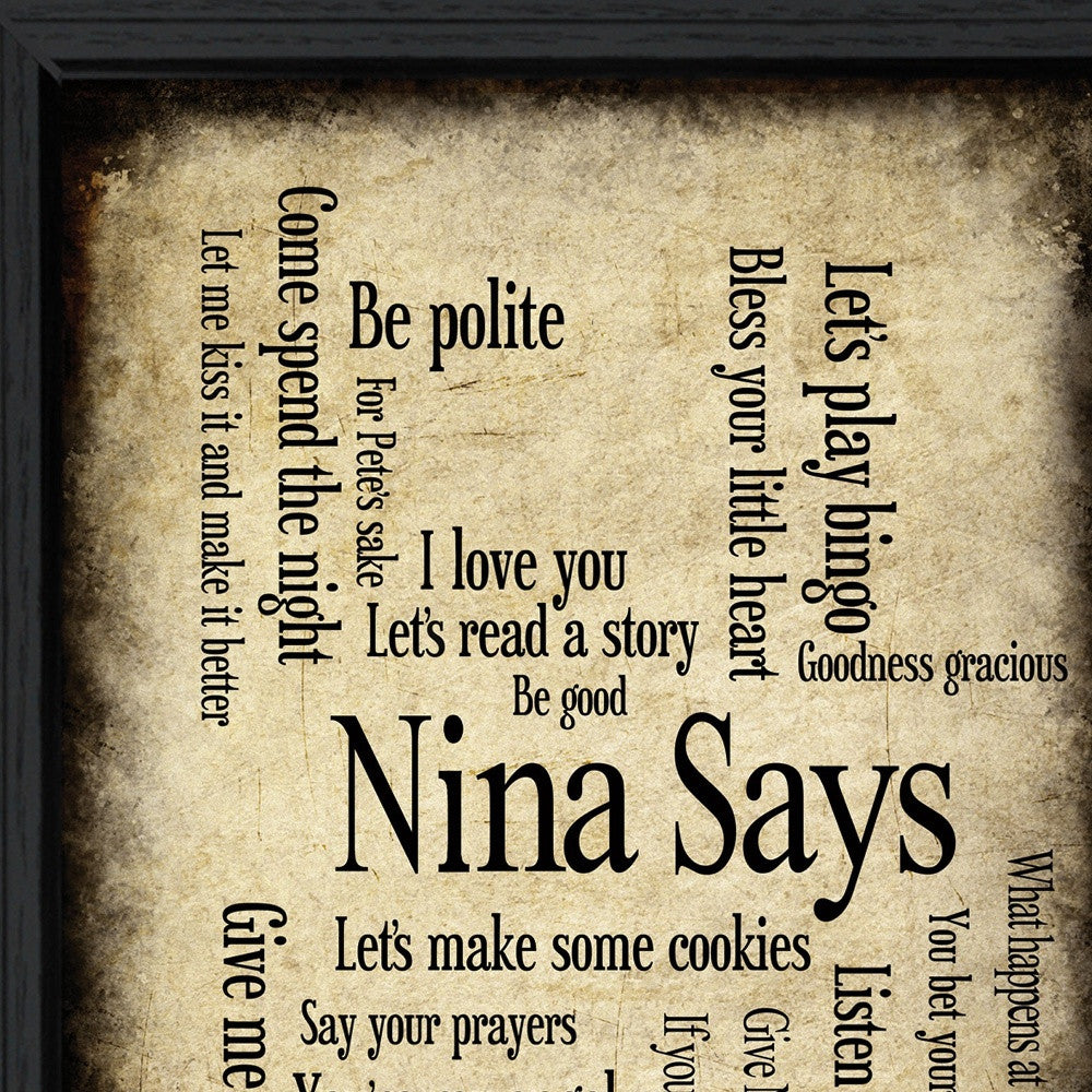 Nina Says 3 Black Framed Print Wall Art