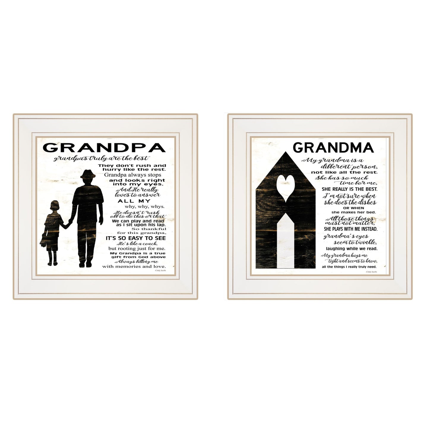 Set Of Two My Grandparents are the Best 2 White Framed Print Wall Art