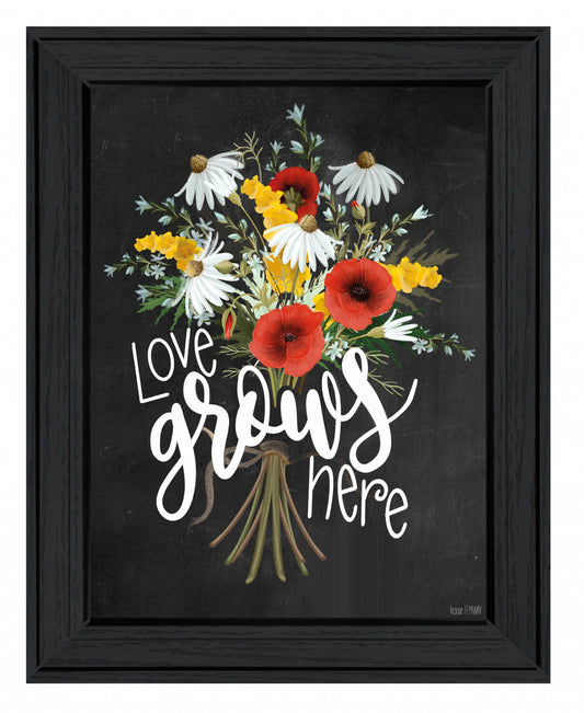 Love Grows Here 6 Black Framed Print Wall Art