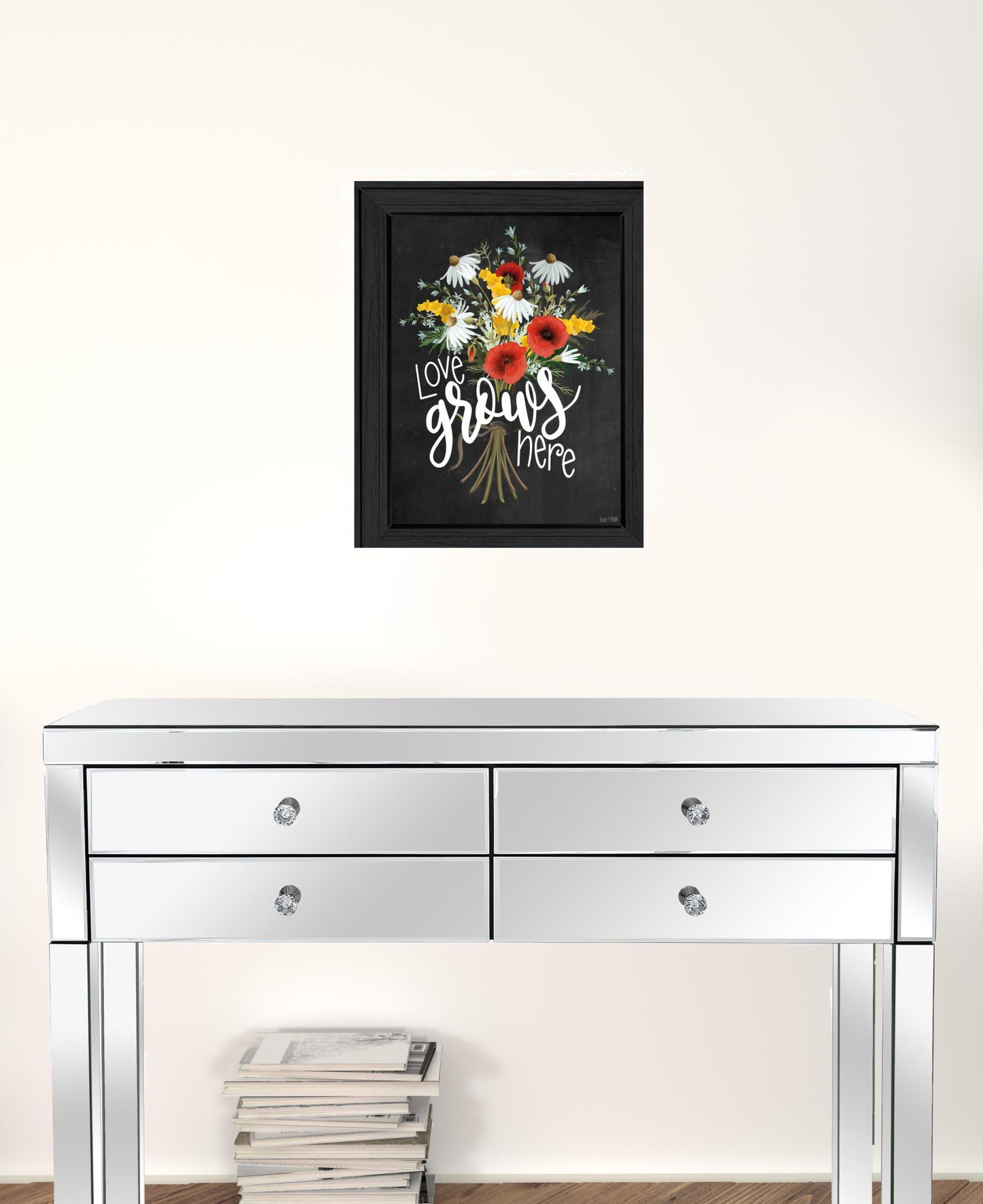 Love Grows Here 6 Black Framed Print Wall Art