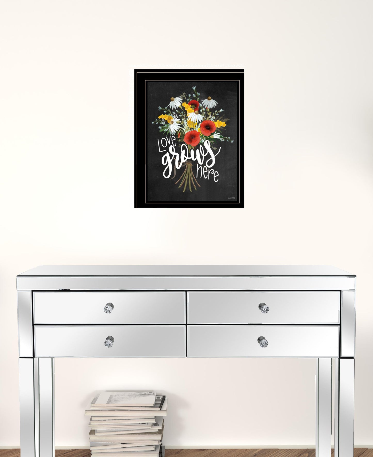 Love Grows Here 7 Black Framed Print Wall Art