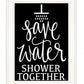 Shower Together 1 White Framed Print Wall Art