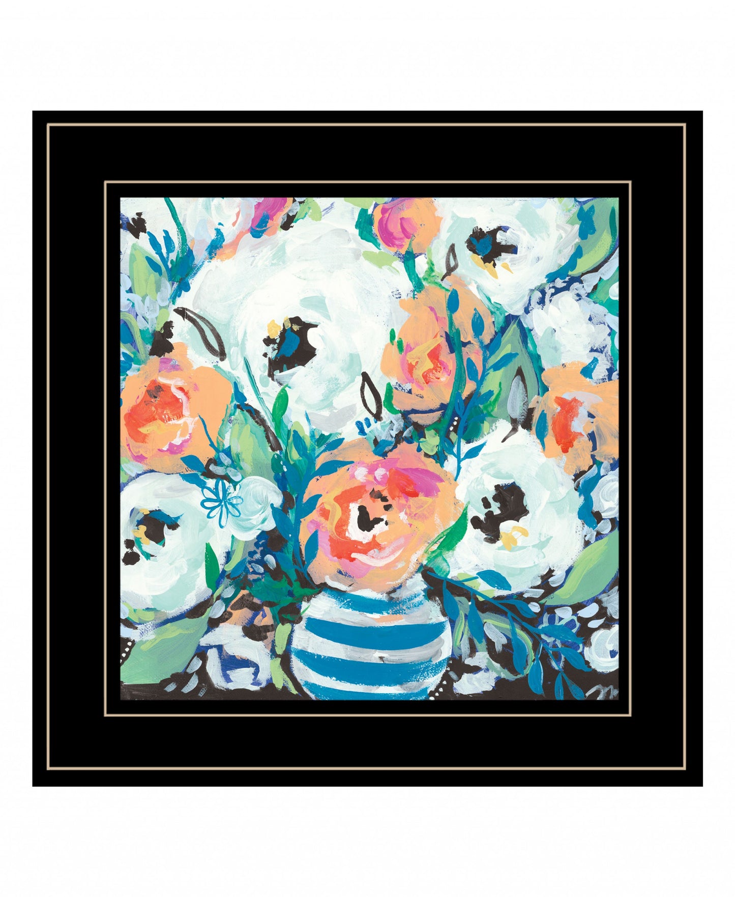 Fancy Florals 1 [3] Black Framed Print Wall Art