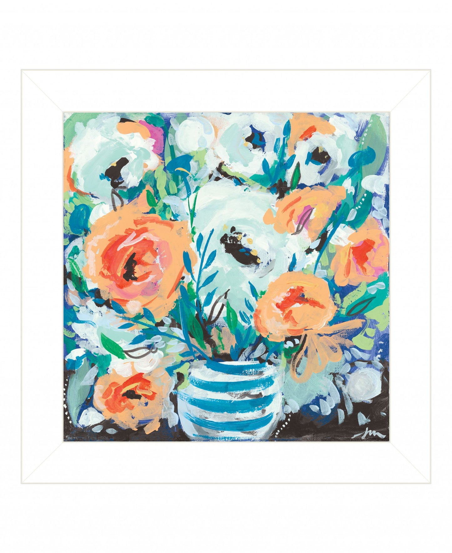 Fancy Florals II 1 White Framed Print Wall Art