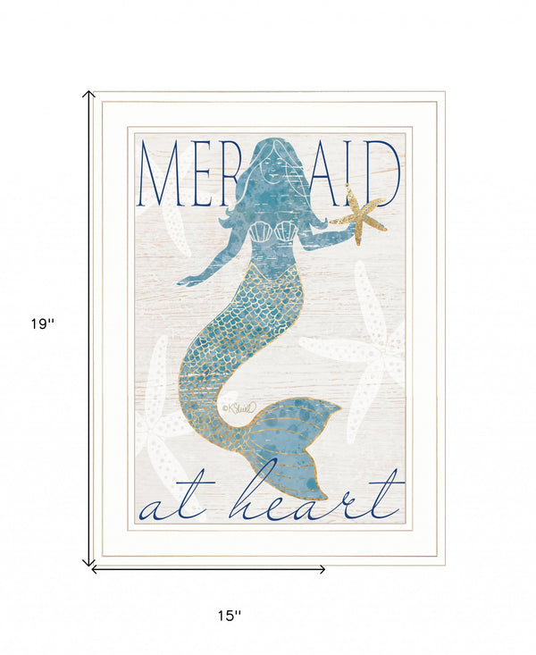 Mermaid At Heart 1 White Framed Print Wall Art