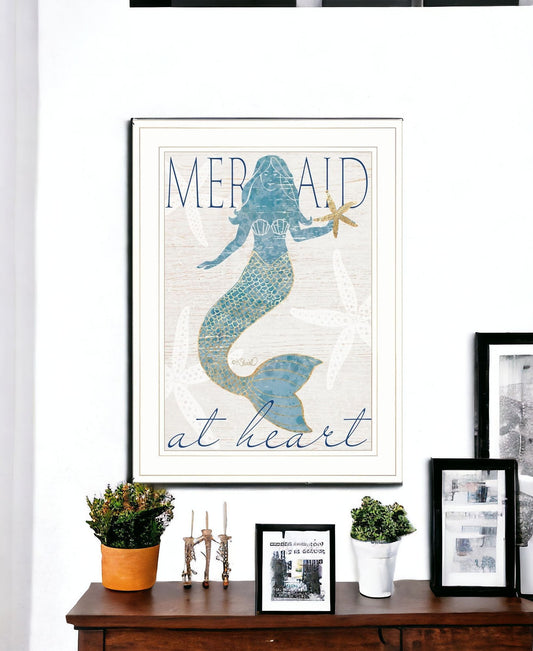 Mermaid At Heart 1 White Framed Print Wall Art