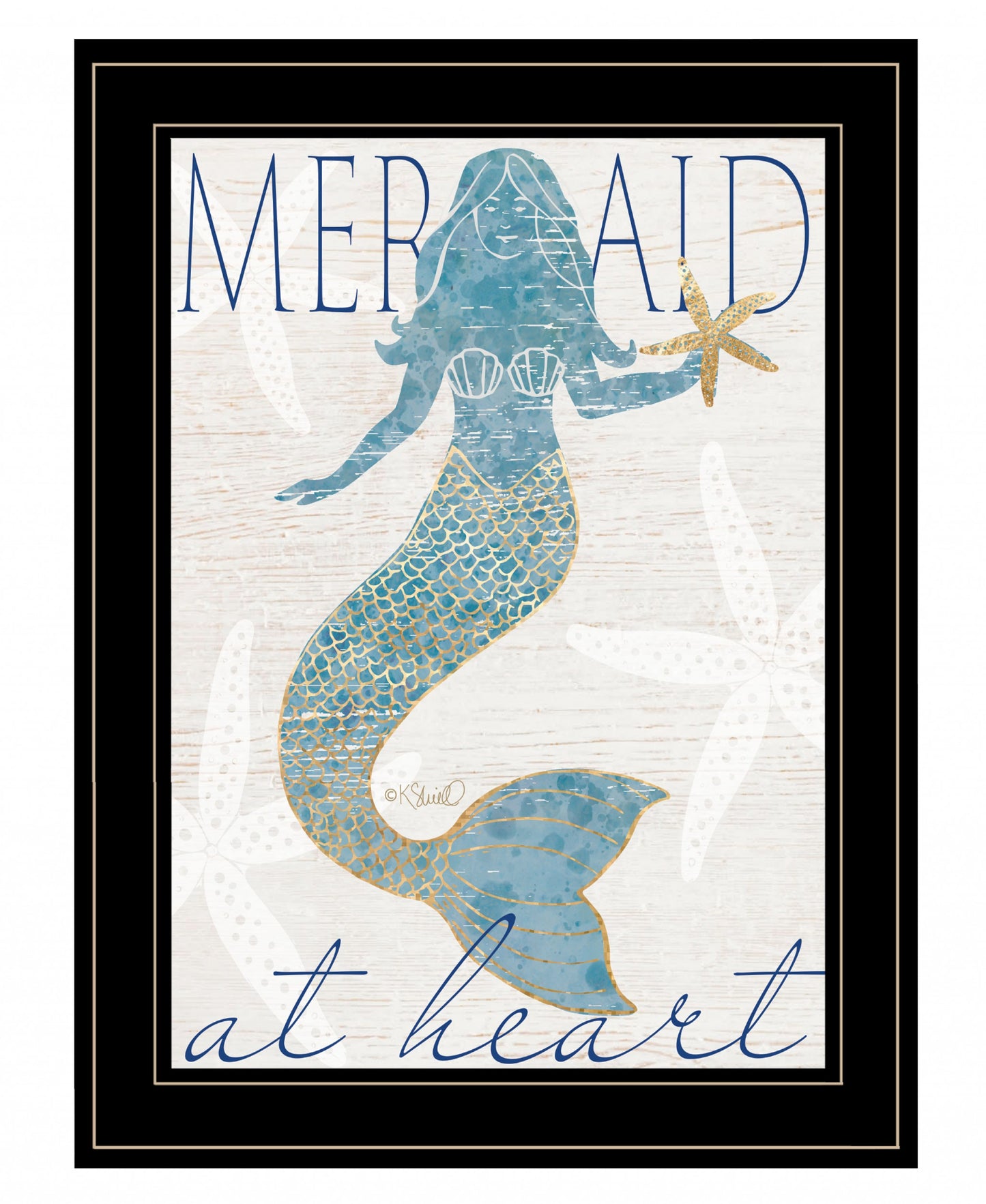 Mermaid At Heart 2 Black Framed Print Wall Art