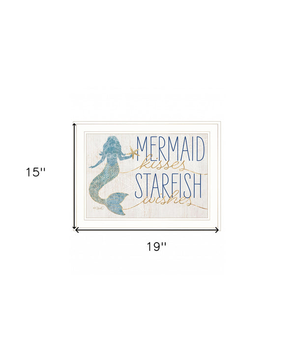 Mermaid Kisses Starfish Wishes 2 White Framed Print Wall Art