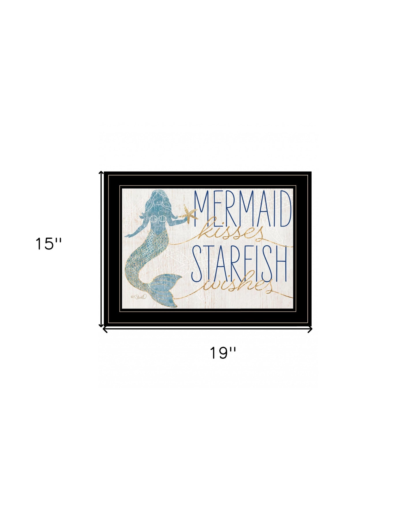 Mermaid Kisses Starfish Wishes 1 White Framed Print Wall Art